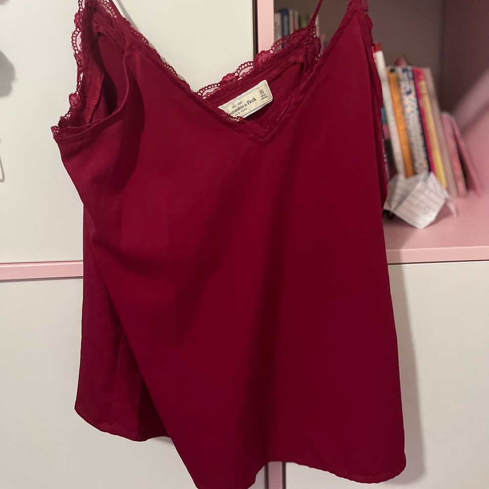Abercrombie Blouse || Satin Burgundy Blouse